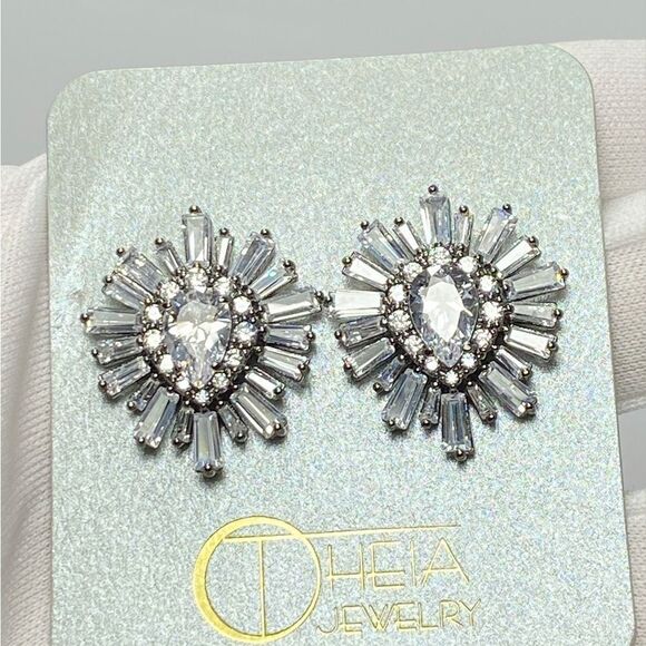 Theia Zirconia and Crystal embellished stud earrings - Picture 3 of 6